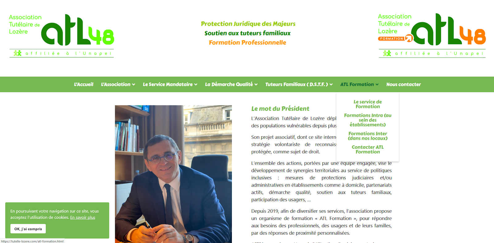 Site internet pour l'Association Tutélaire Lozère 